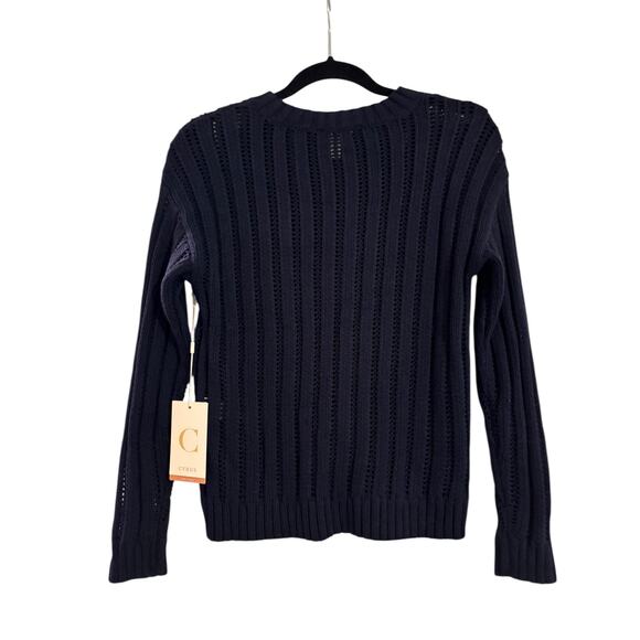 Anthropologie Cyrus Navy Ribbed Sweater XS NWT